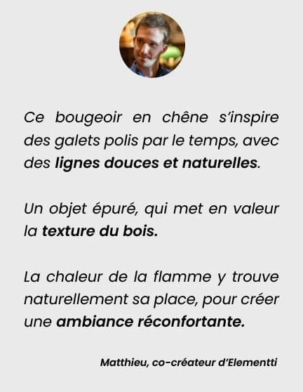 Bougeoirs en chêne en forme de galet elementti